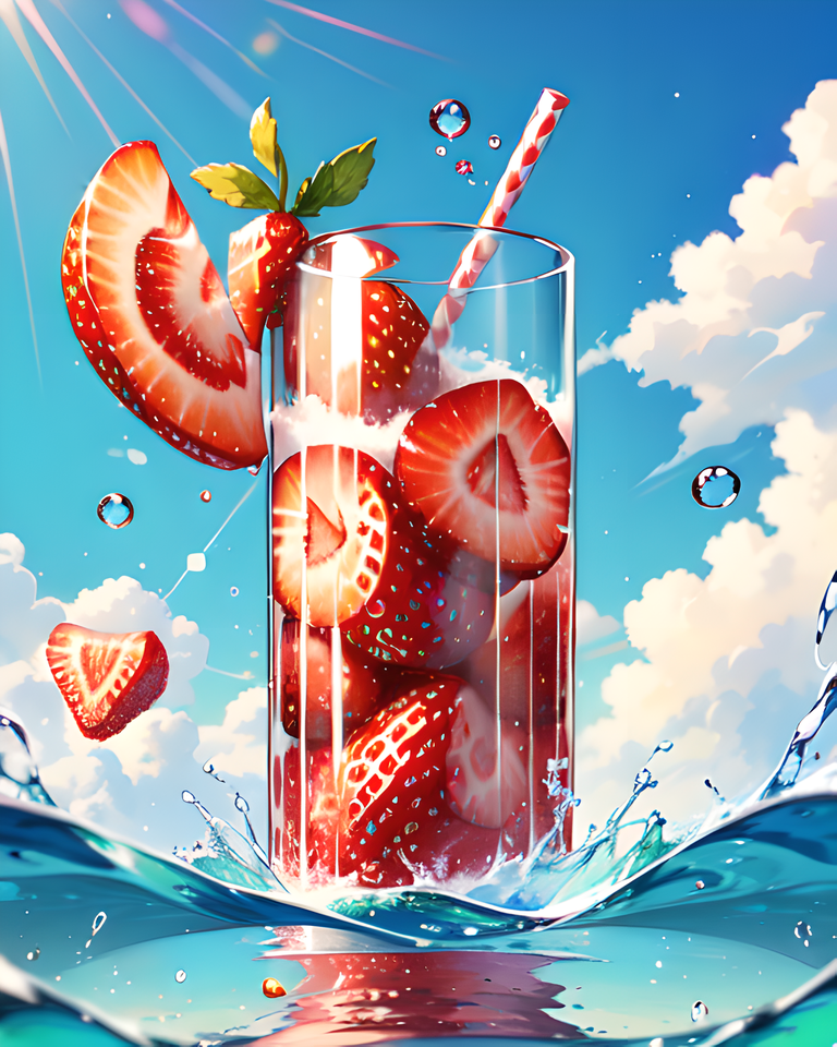 Strawberry Soda with Flying Fruit