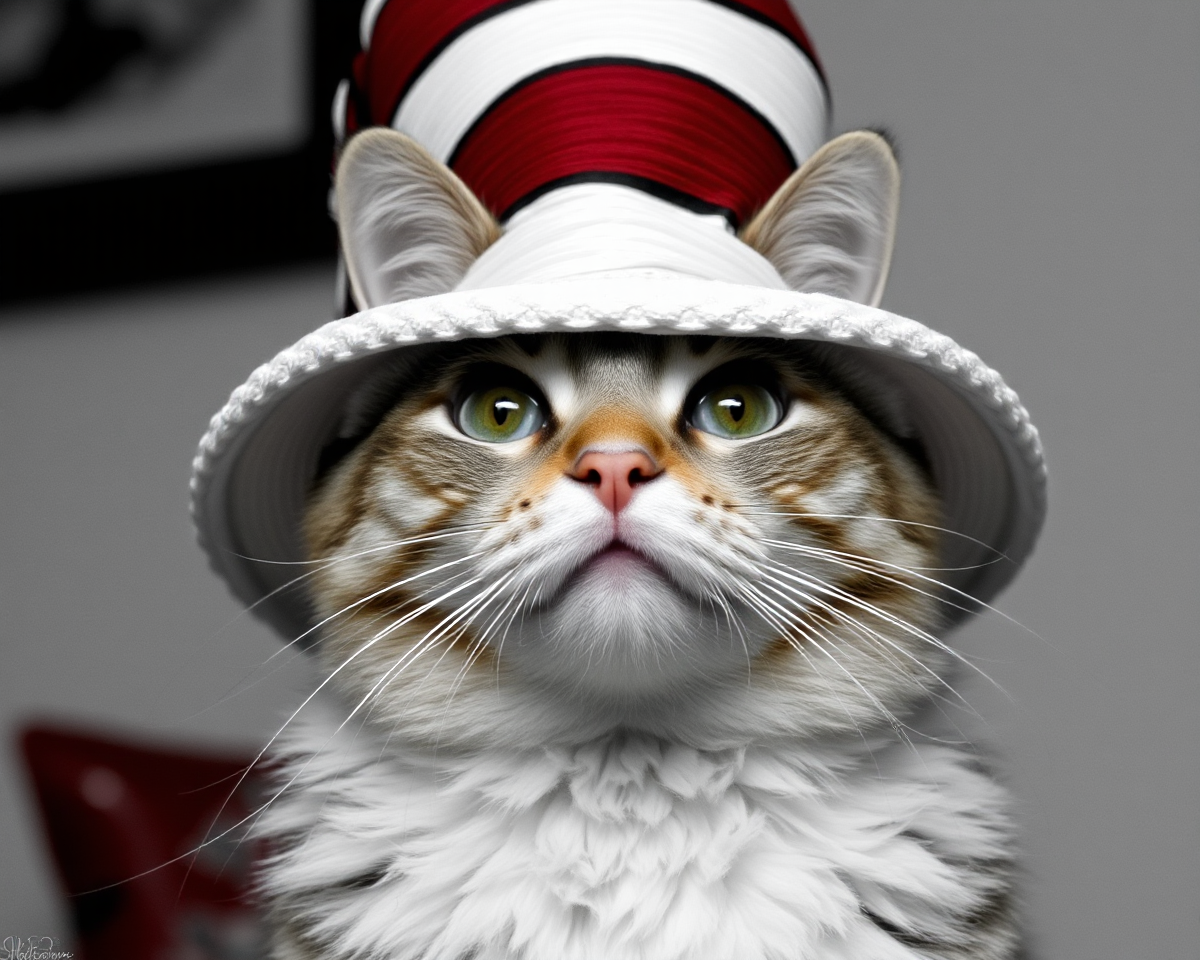 Playful Cat in Hat Images for Fun