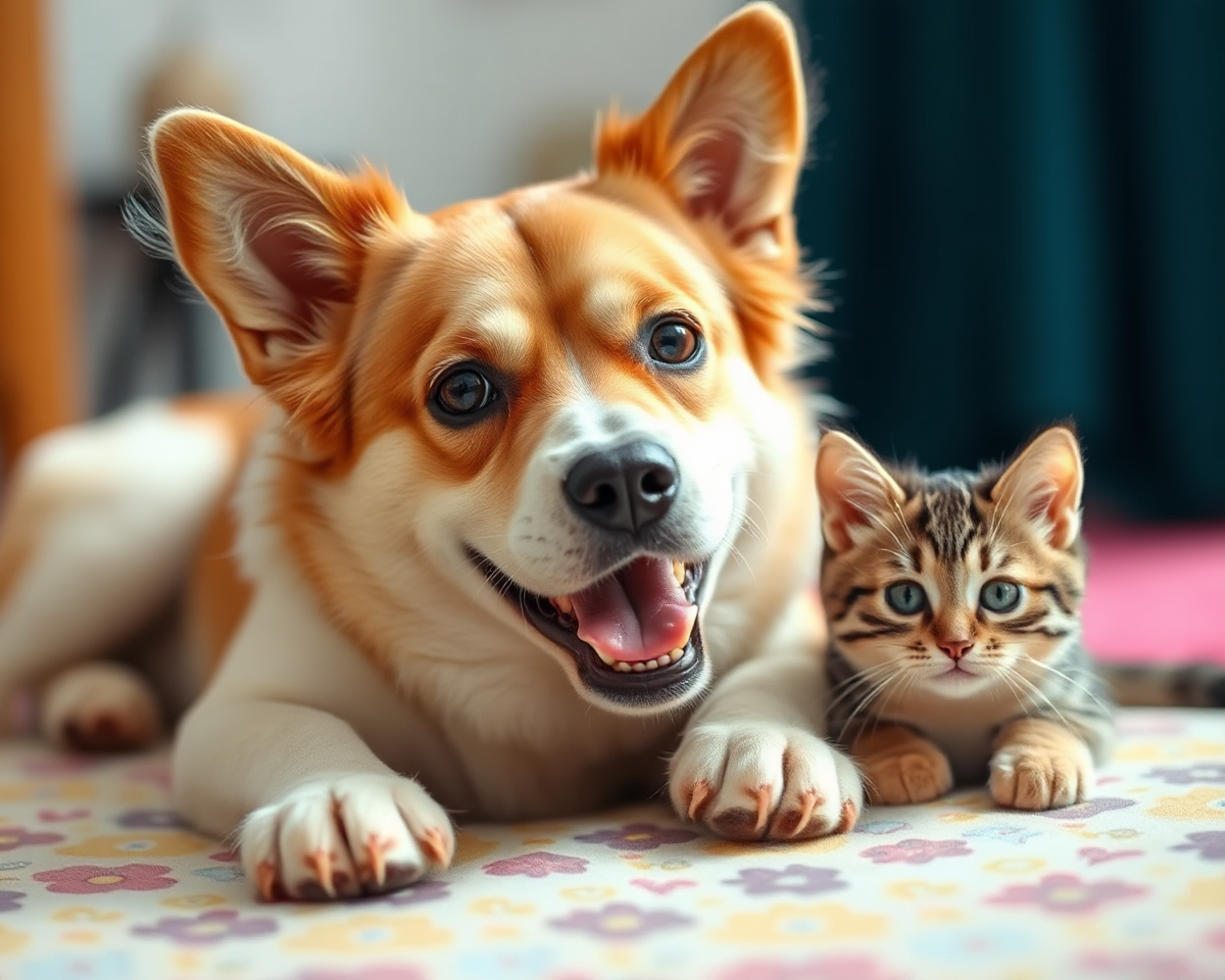 Dog and Cat's Humorous Photo Display