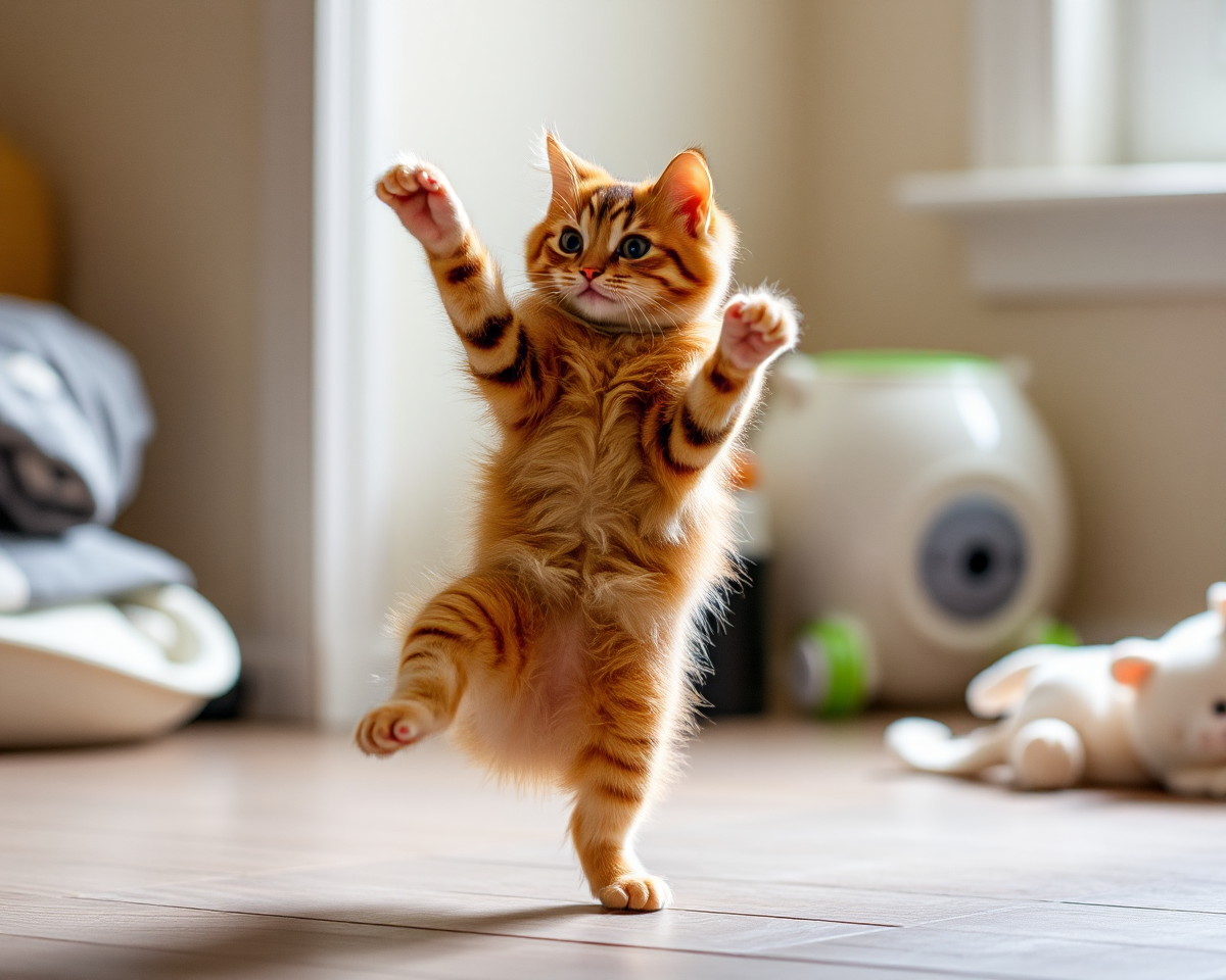 Dancing Cat Images Capture Feline Curiosity