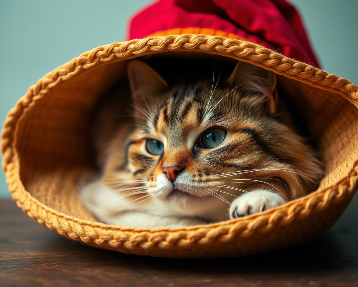 Cat's Hat Picture Perfectly Captures Feline Charm