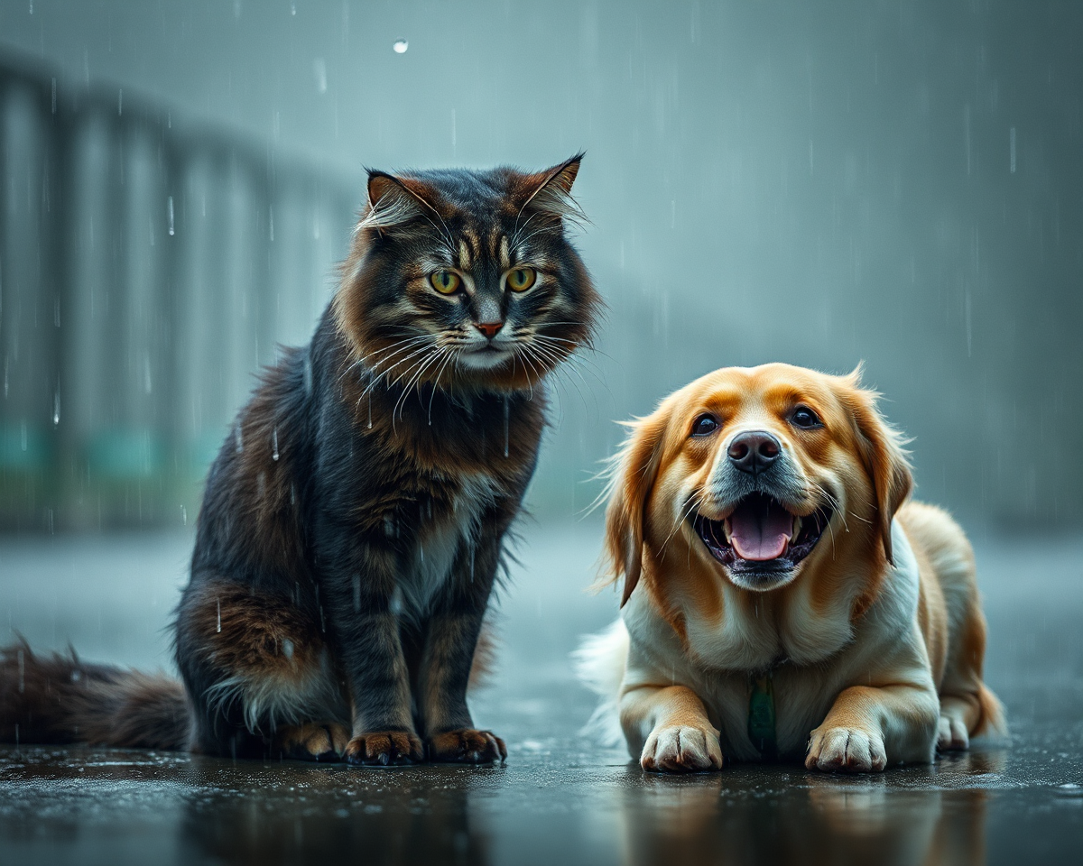 Raining Cats and Dogs in Colorful Images