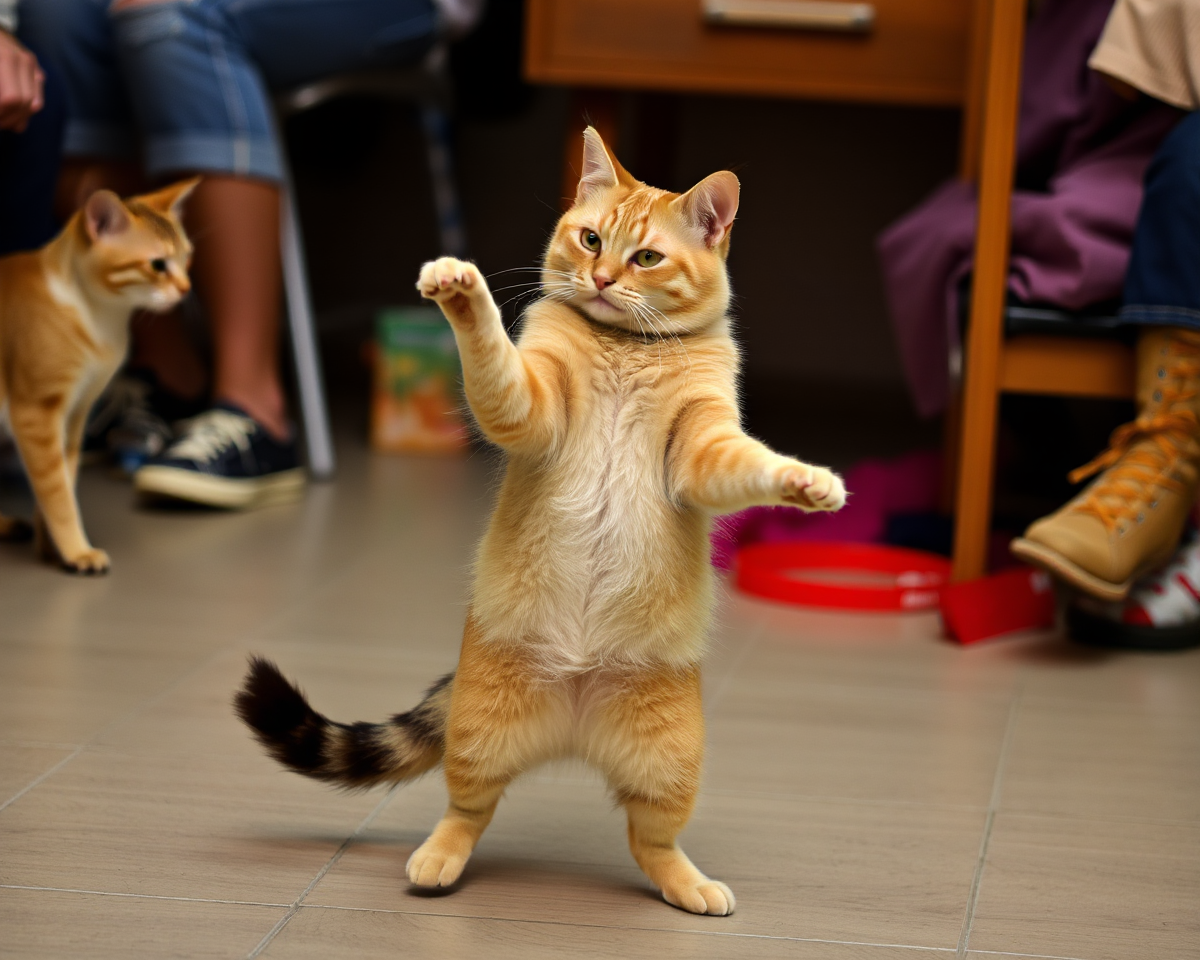 Feline Elegance in Cat Dancing Images Displayed