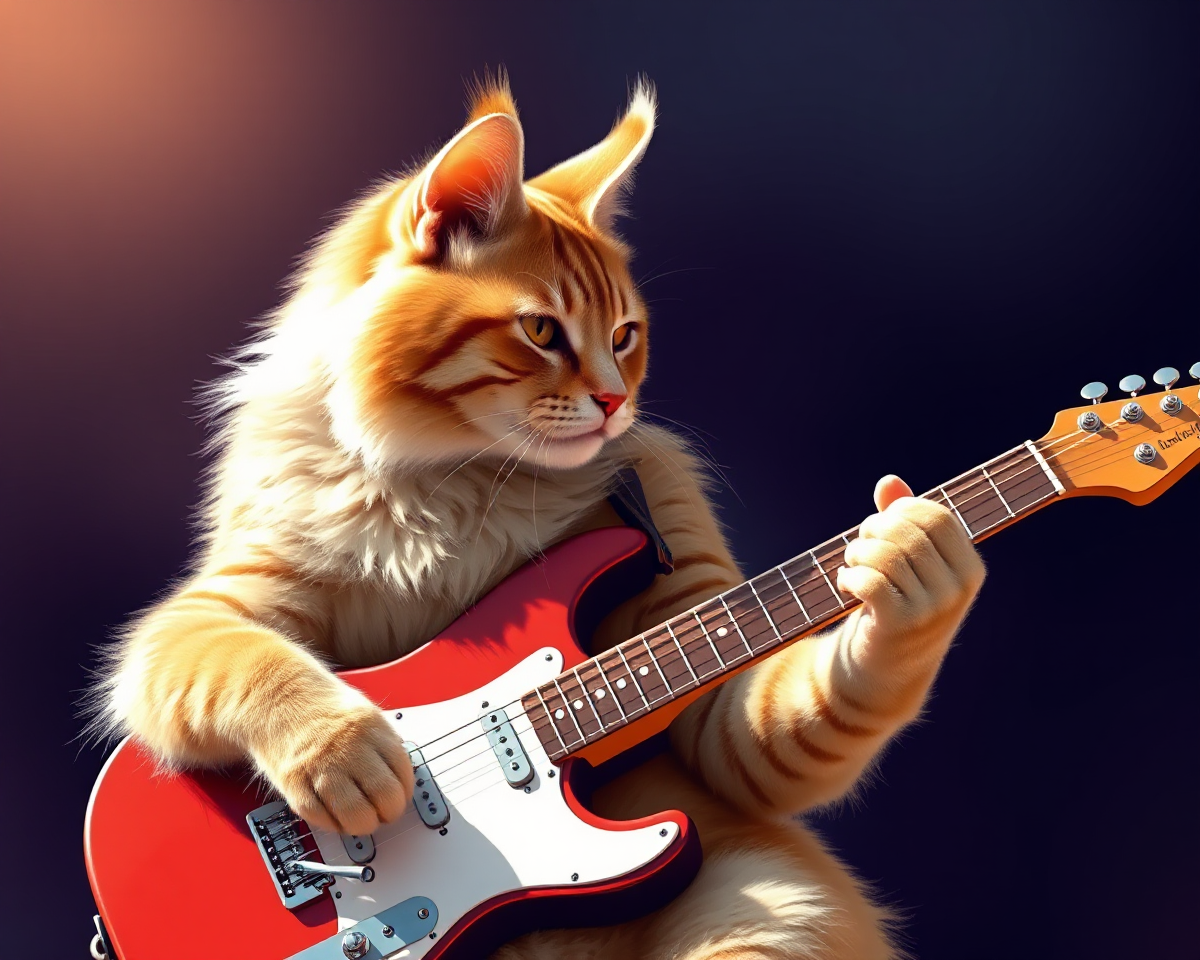 Cat Playing Guitar: Whimsical Feline Musician Image Generation