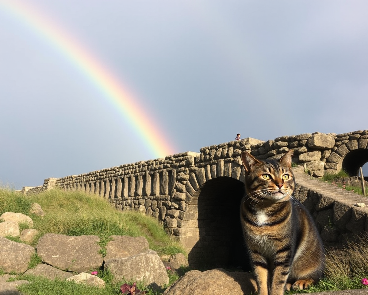 Cats on Rainbow Bridge in Vivid Images