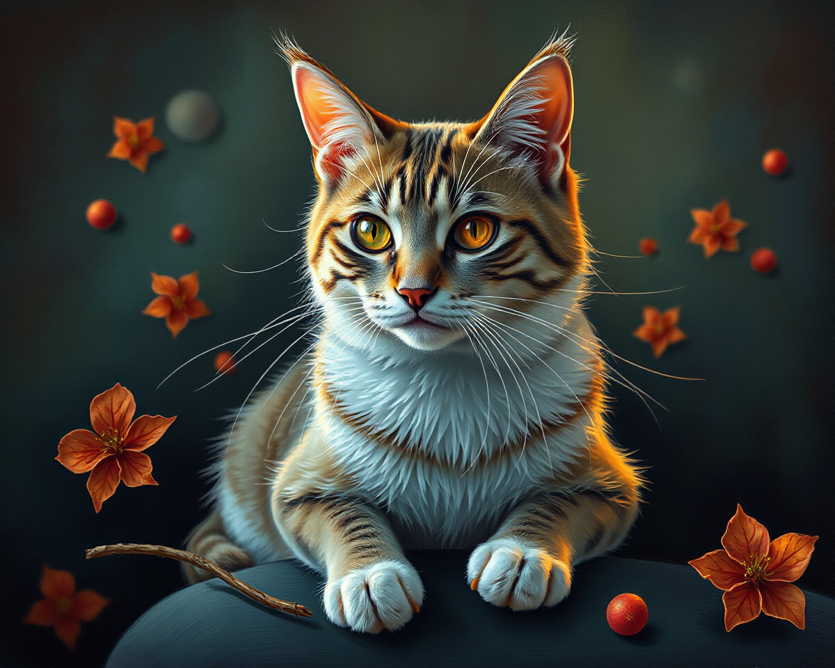 Cat Art Pictures Highlight Feline Agility and Play