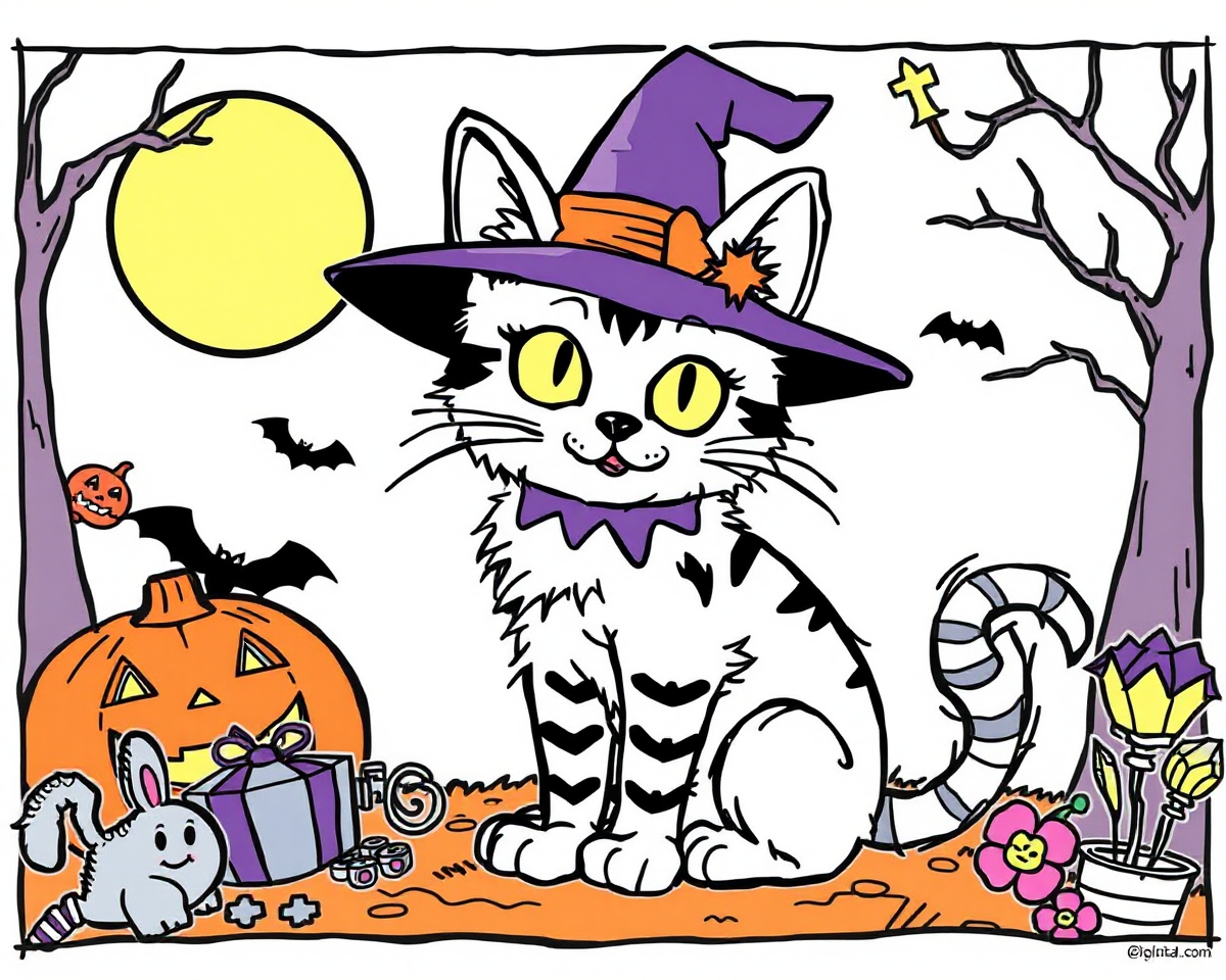 Halloween Cat Coloring Pictures for Everyone