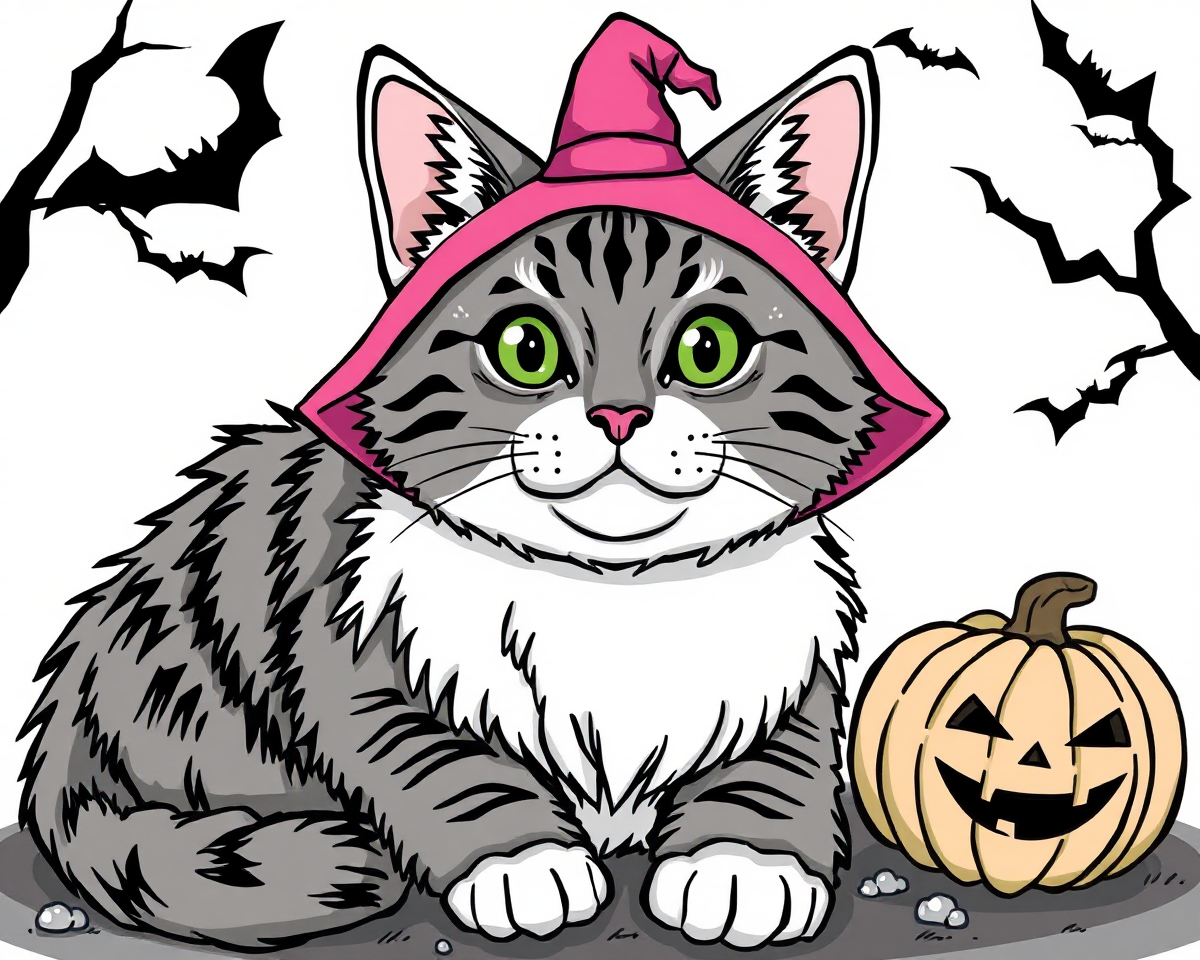 Halloween Cat Coloring Pictures for Teenagers