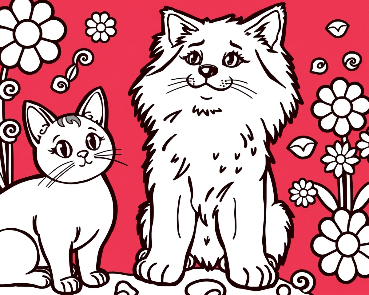 Dog and Cat Coloring Pictures for Kids