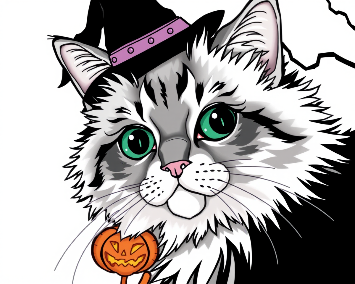 Halloween Cat Pictures to Color Free