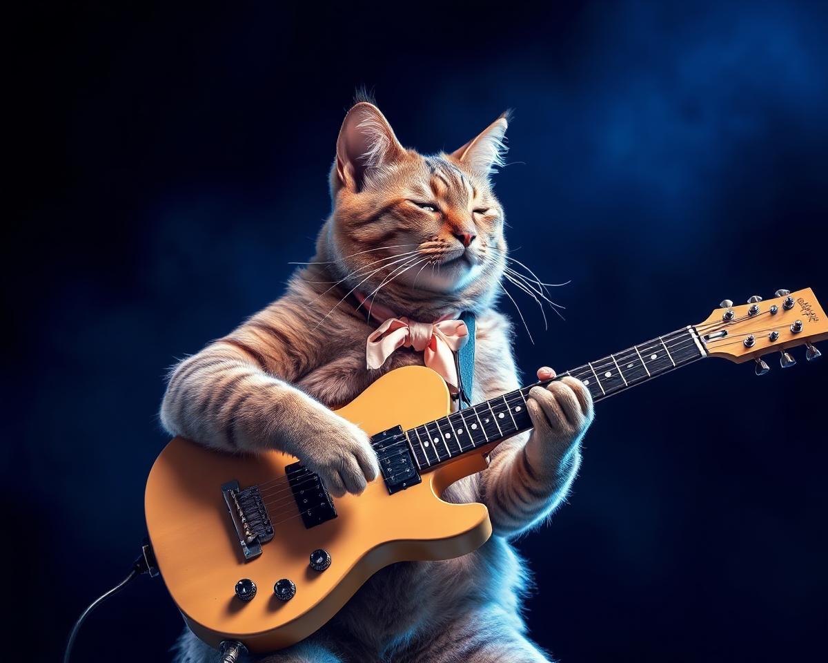 Picture of Cat Playing Guitar