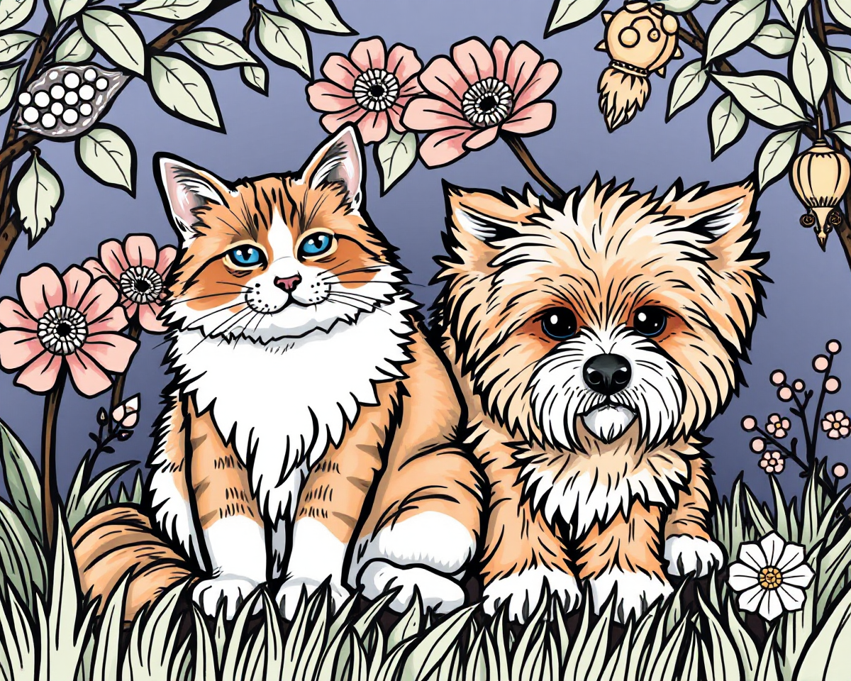 Cats and Dogs Color Pictures for Adults