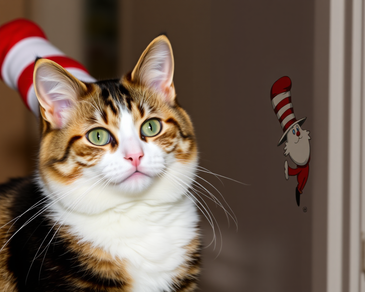 Whimsical Cat in Pictures with Hat