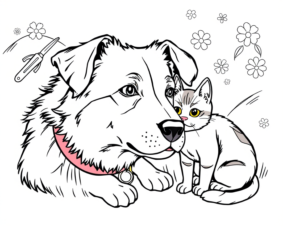 Dog and Cat Coloring Pictures for Fun