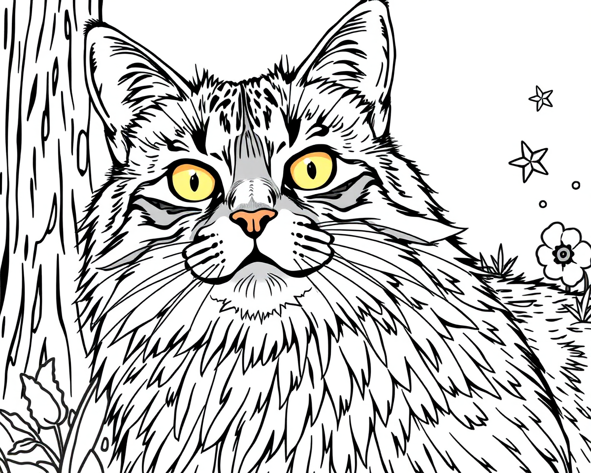 Big Cat Pictures to Color for Kids