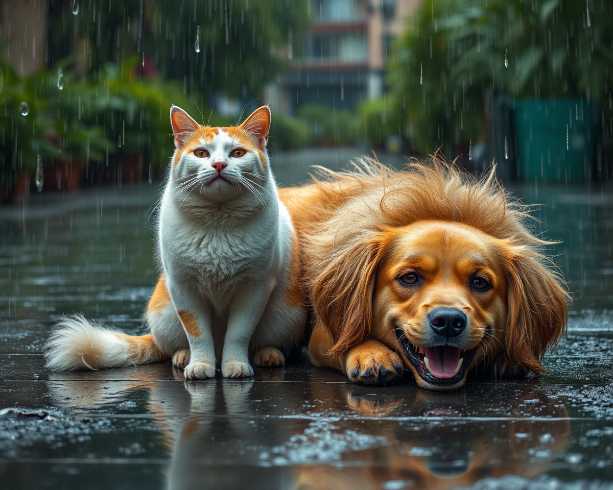 Images of Cats and Dogs Raining Down