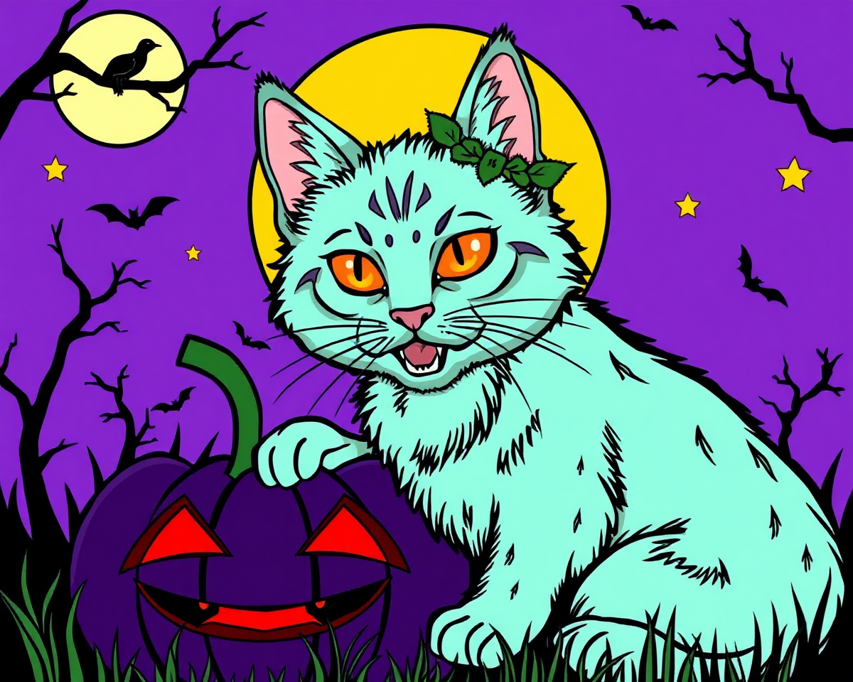 Halloween Cat Coloring Pages to Color