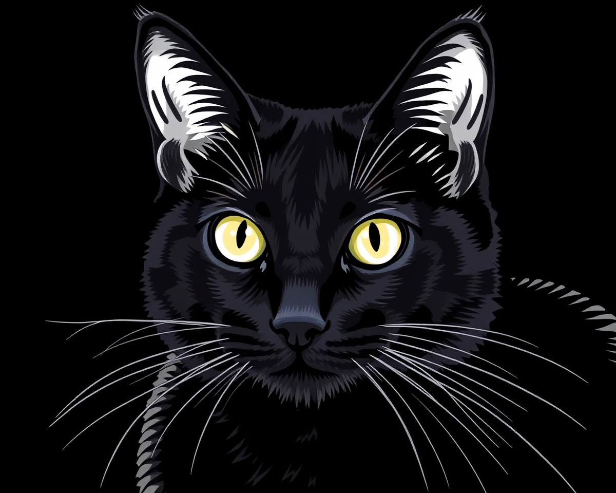 Black Cat Pictures to Color for Adults