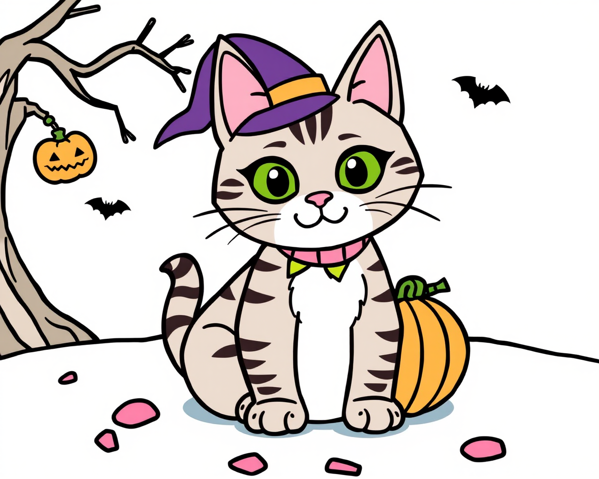 Halloween Cat Coloring Pictures for Toddlers