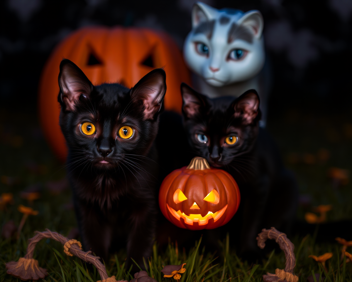 Black Cats in Halloween Pictures