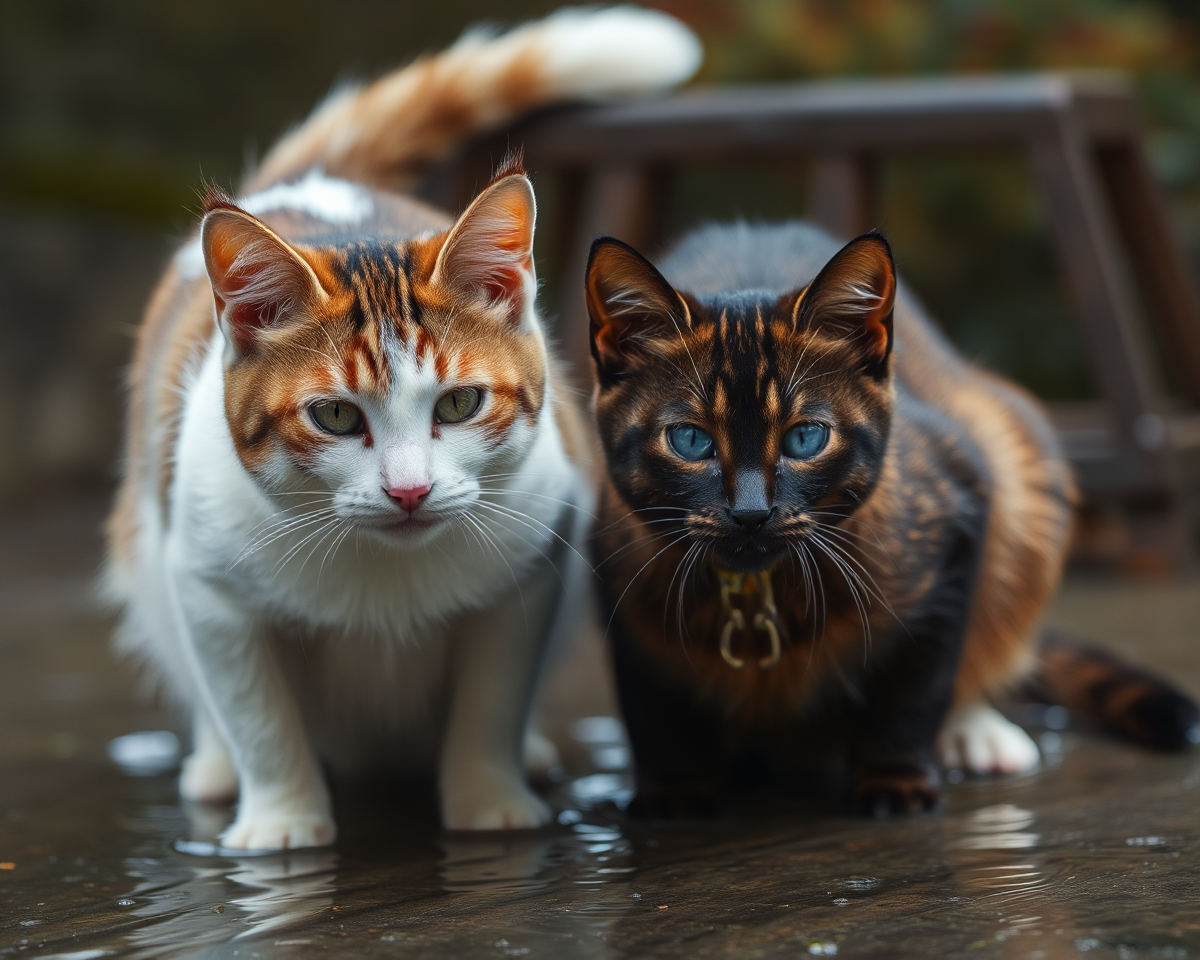 Captivating Images of Wet Cats' Playful Antics