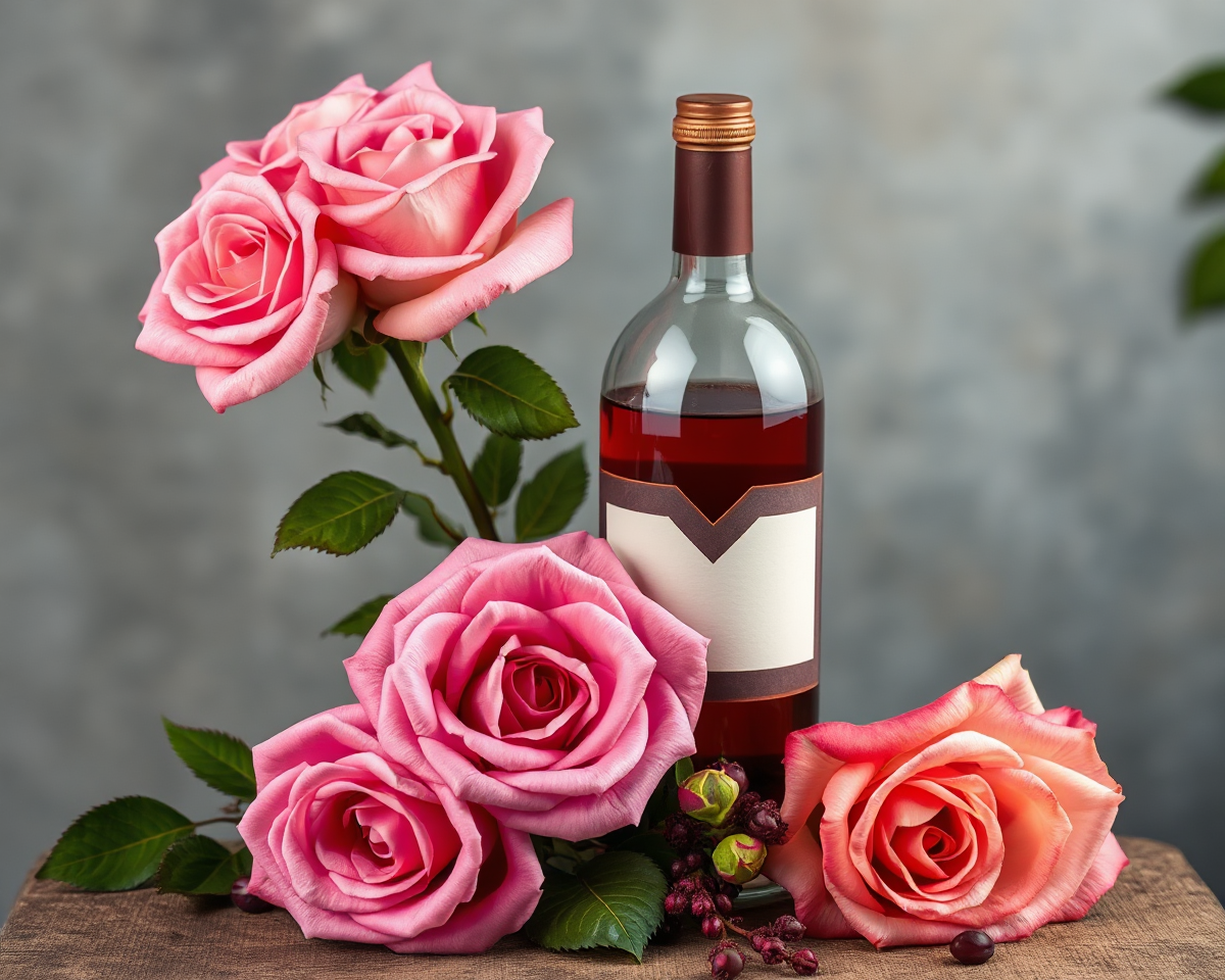 Roses on Wine PNG Graphic Design